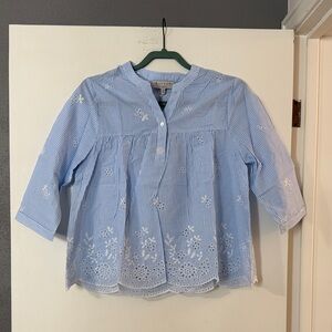 Hayden Blue and White Embroidered Blouse